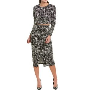 Donna Morgan Women's Two Piece Knit Leopard Skirt Set Dress
